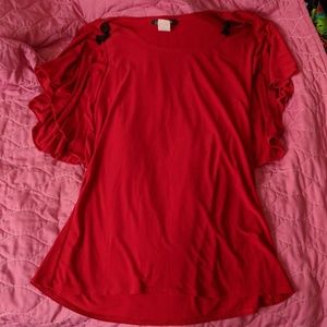 Red blouse with flowy sleeves (BOGO sale)